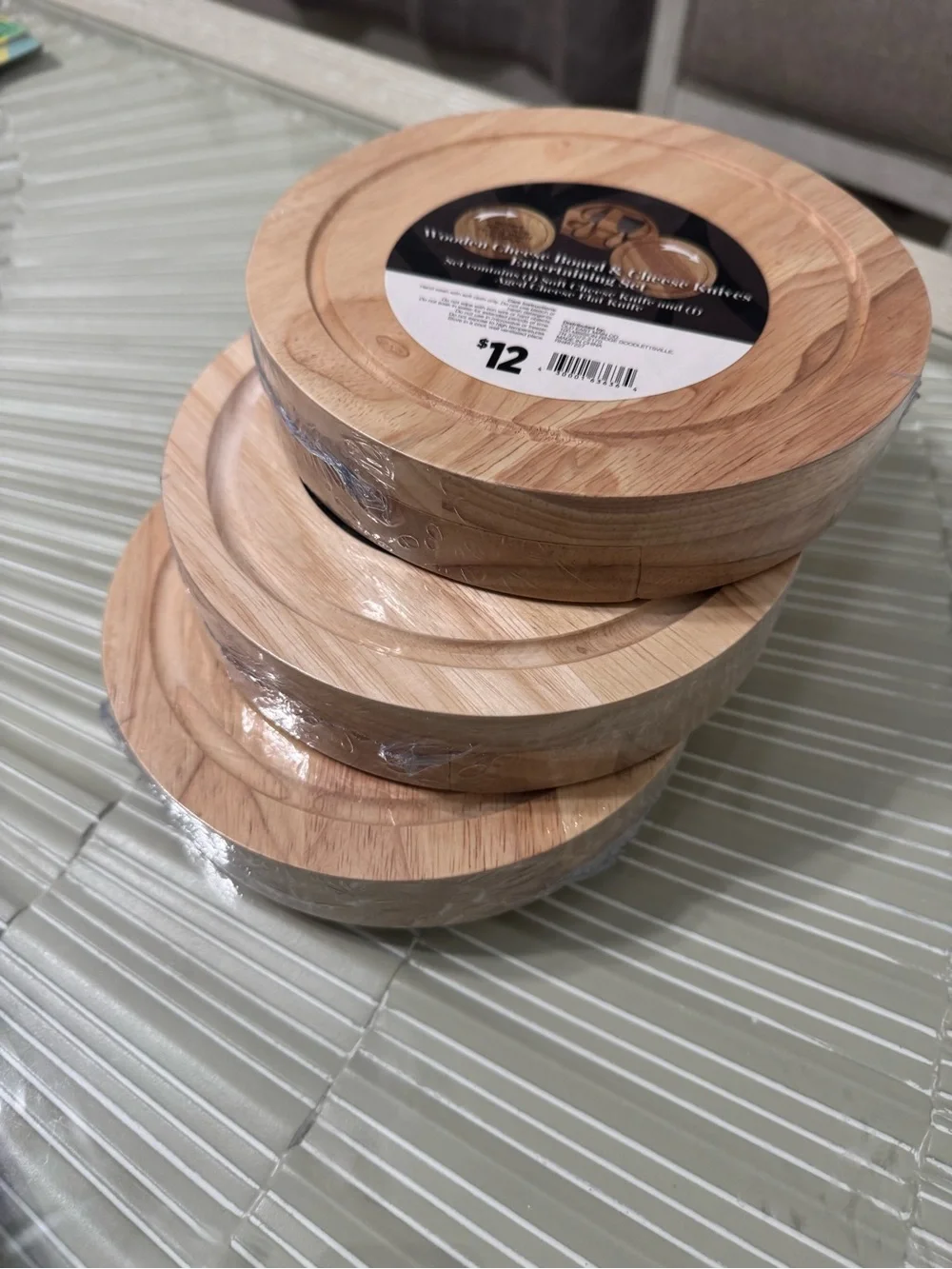 3 pack Wooden Cheese Board & Knife Set - Natural Wood